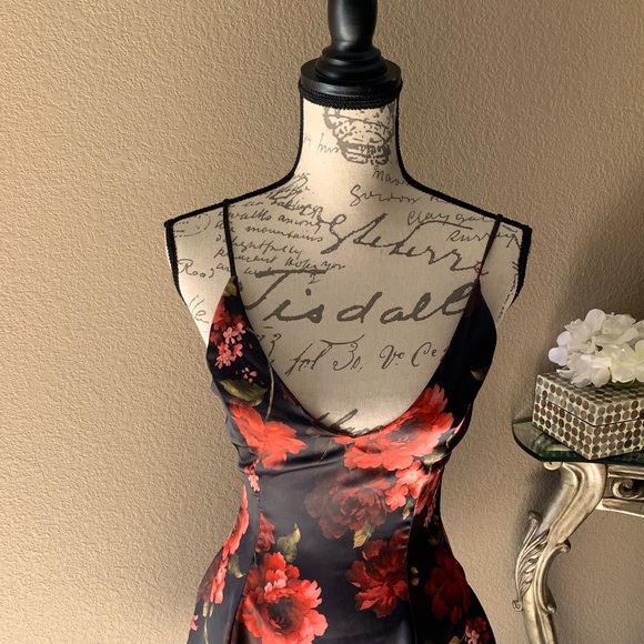 Floral Satin Mini Party Dress - Picture 3 of 3